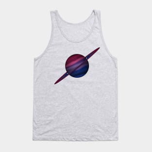 Planet and Rings in Bisexual Pride Flag Colors Tank Top